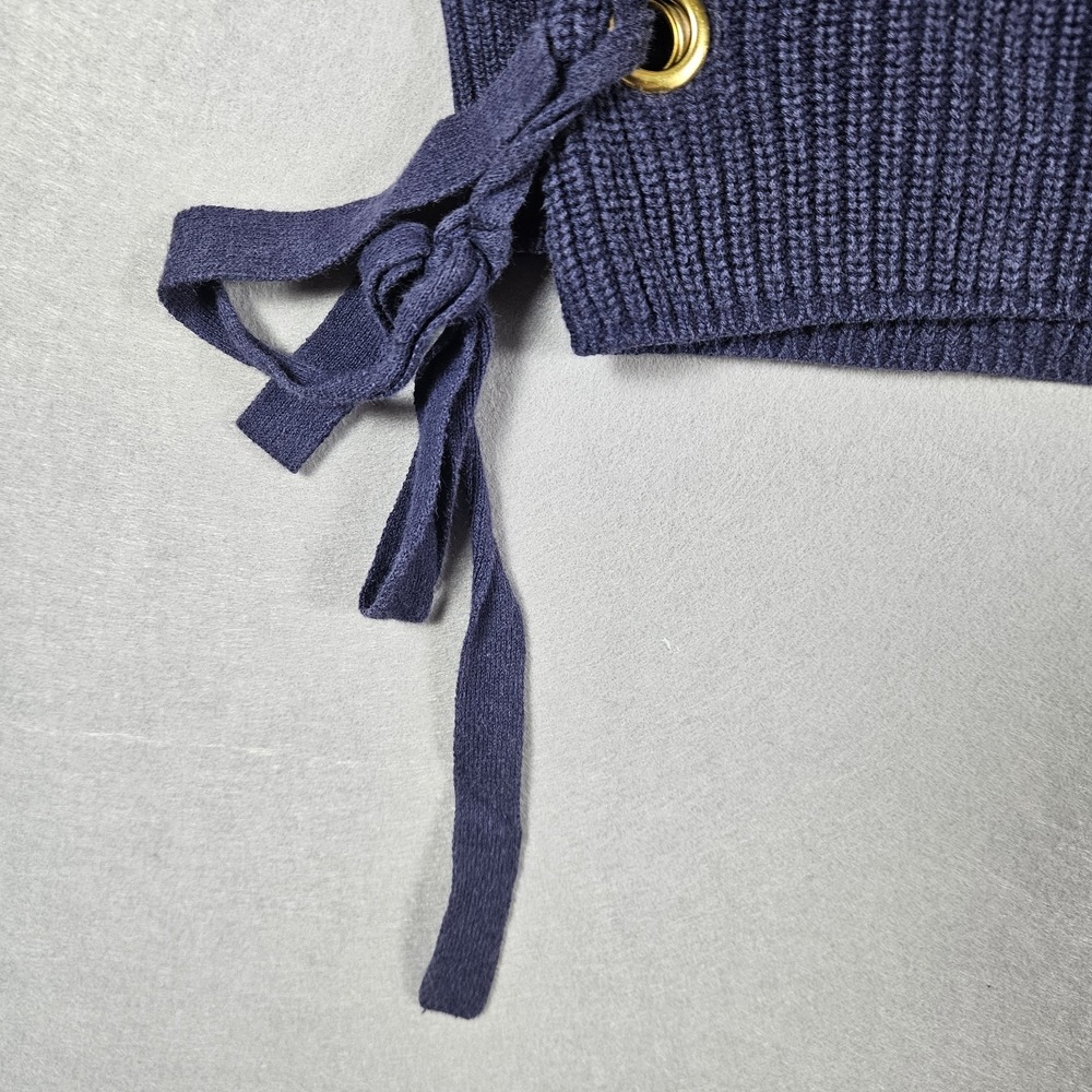 Michael Kors Sweater Womens XL Navy Ribbed Side Lace‎ Up Grommet - Picture 12 of 12